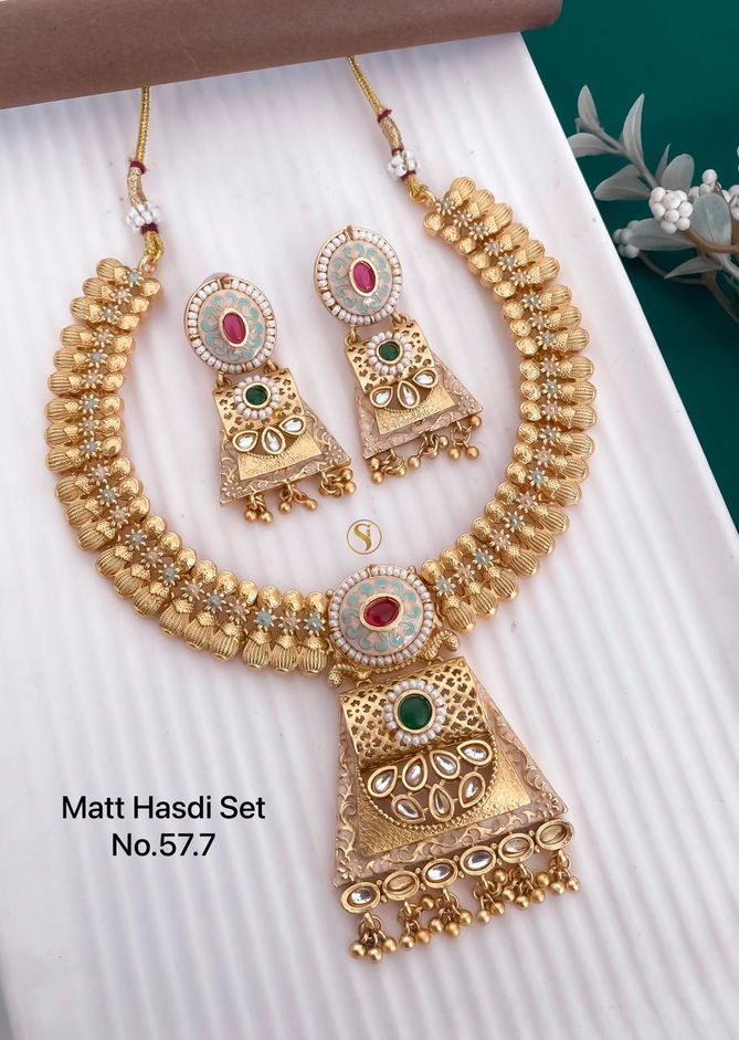 577 MH Brass High Gold Matte Hasadi Set Wholesale Market In Surat
